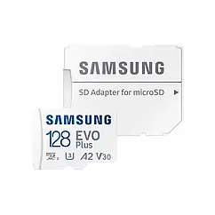 Карта пам'яті Samsung Evo Plus microSDXC 128GB UHS-I U3 V30 A2 + SD адаптер (MB-MC128KA/EU)