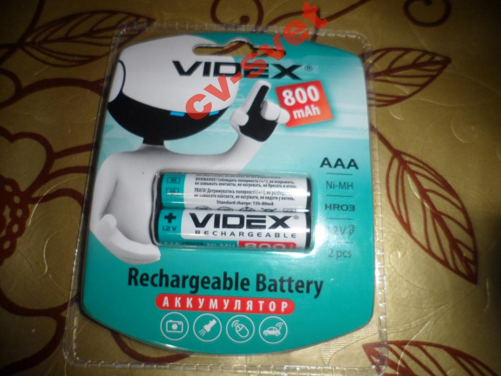 Акумуляторна батарея ААА 1.2 V VIDEX 800mAh 1шт. = 1 акб, фото 1