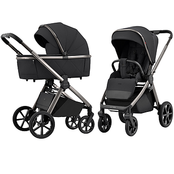Коляска універсальна 2 в 1, візочок CARRELLO Omega CRL-6530 (2in1) Absolute Black + ліхтар, чорна, Карелло Омега