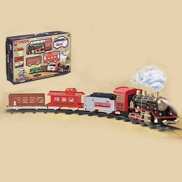 Железная дорога для детей 3091 А/В Детский паровозик на батарейках Поезд игрушечный с дымом и подсветкой Cor - фото 6 - id-p2117617394