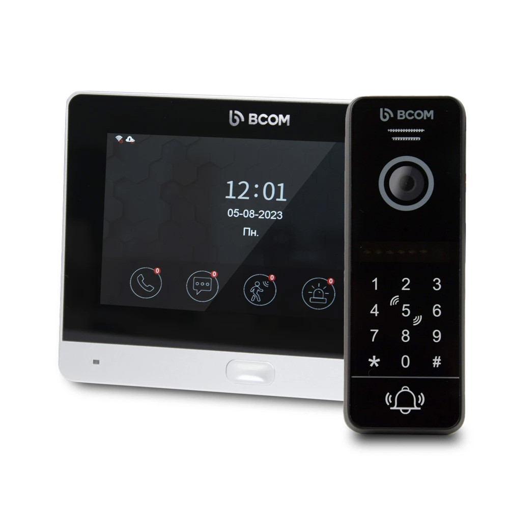 Комплект Wi-Fi домофонa BCOM BD-760FHD/T Silver з підтримкою Tuya Smart + BT-400HD-AC Black
