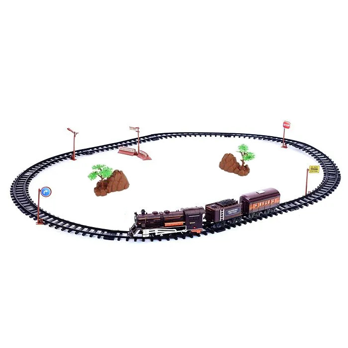 Детская железная дорога с подсветкой 1698-3 Набор поезд с рельсами Жд дорога на батарейках для детей Cor - фото 2 - id-p2117617475