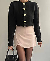 Женская короткая юбка-шорты мини классическая стильная черный, светлый беж