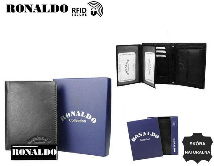 Чоловічий шкіряний гаманець Ronaldo 13 х 10 х 2,5 (0001-P-D)- чорний