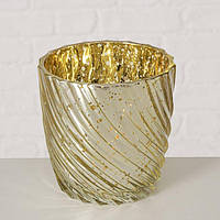 Подсвечник для праздничного стола лакированное стекло Матия (волна) шампань 9 см