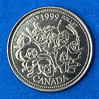 Монета Канады 25 центов 1999 г. Июль