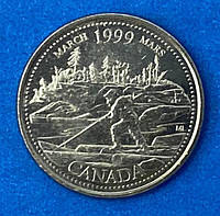 Монета Канады 25 центов 1999 г. Март