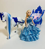 Карета Фрозен, Frozen, лошадь, кукла 16 см, музыка, светится, на батарейках