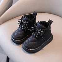 Демісезонні дитячі черевики для дівчинки та хлопчика на весну/осінь, чорні хайтопи для дітей