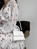 Сумка жіноча через плече білого кольору з екошкіри крос-боді,маленька сумочка клатч