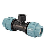 Трійник 20х3/4х20 різь внутрішній для поліетиленових труб ПНД, фото 2