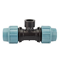 Трійник 32х3/4х32 різь внутрішній для поліетиленових труб ПНД