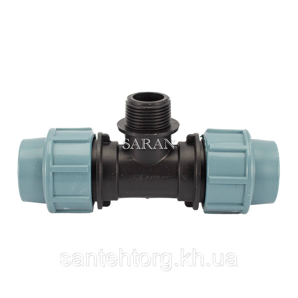 Трійник 32х"1/2" різь зовнішня для поліетиленових труб ПНД, фото 1