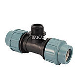 Трійник 90х"3"х90 різь зовнішня для поліетиленових труб ПНД, фото 3