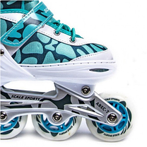 Ролики "Scale Sports LF 601B" з регульованим розміром 34-37 і PU колесами, що світяться (м'ятно-білий), фото 3