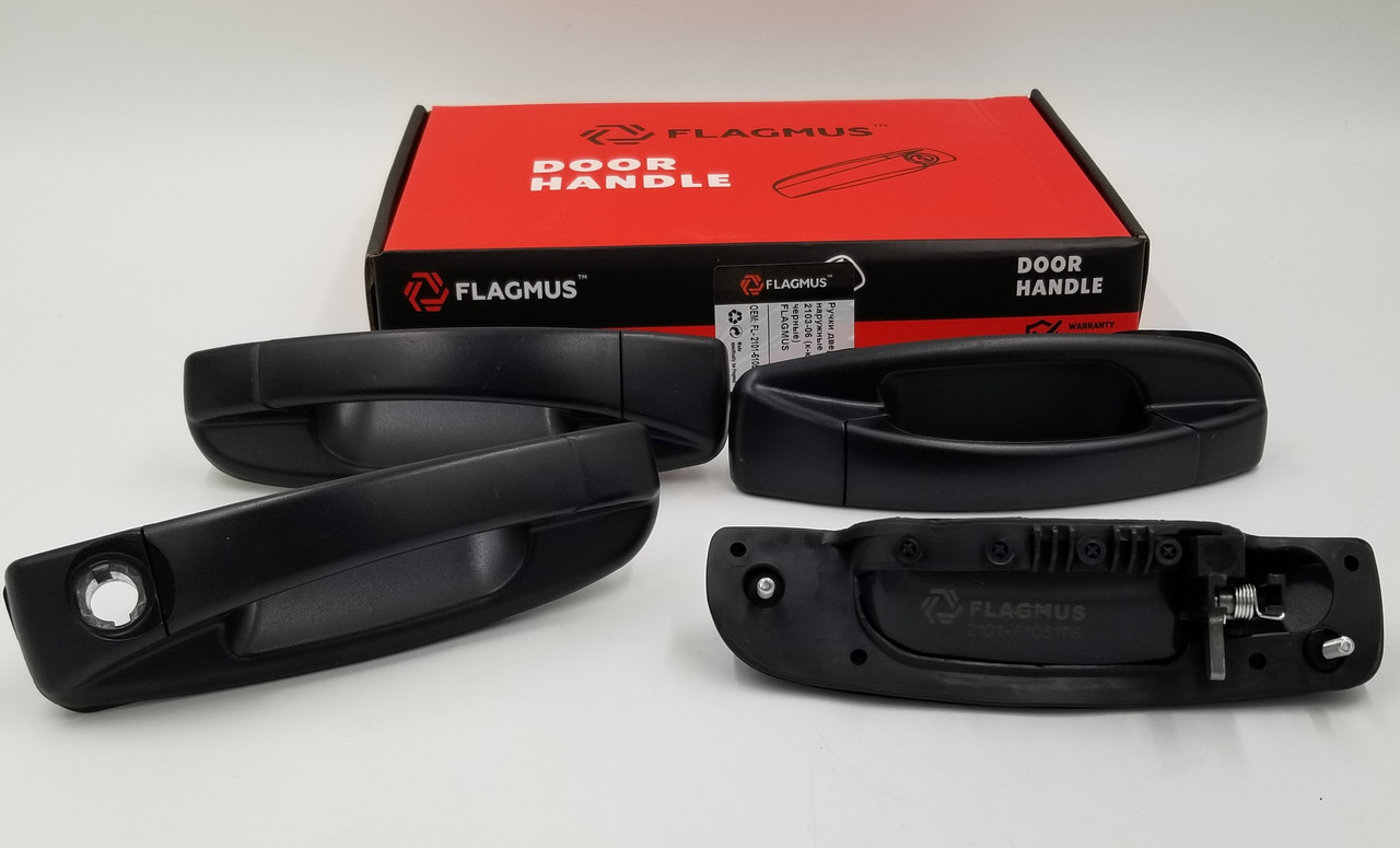 Ручки двері зовнішні ВАЗ 2103-06 (комплект 4-шт чорні) Flagmus Чехія, фото 1