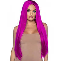 Длинный парик с ровными розовыми волосами светящиеся в ультрафиолете Leg Avenueх длина 840 мм Nomax