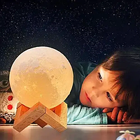 Світильник-нічник бездротовий місяць з пультом 18 см Magic 3D Moon Light нічник лампа акумуляторна 7 кольорів