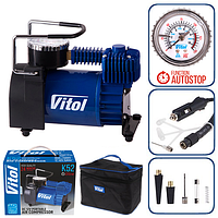 Автомобильный компрессор (Электрический насос от прикуривателя) с автостопом, 10атм,40л,1.2м шланг, Vitol