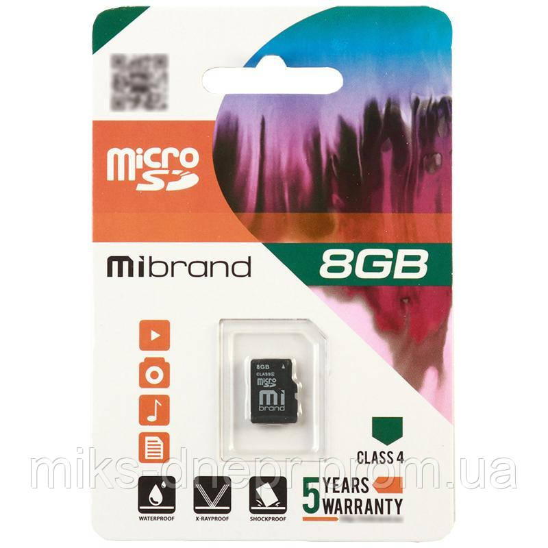 Картка пам'яті micro-SDHC 8Gb Mibrand Class4 no adapter