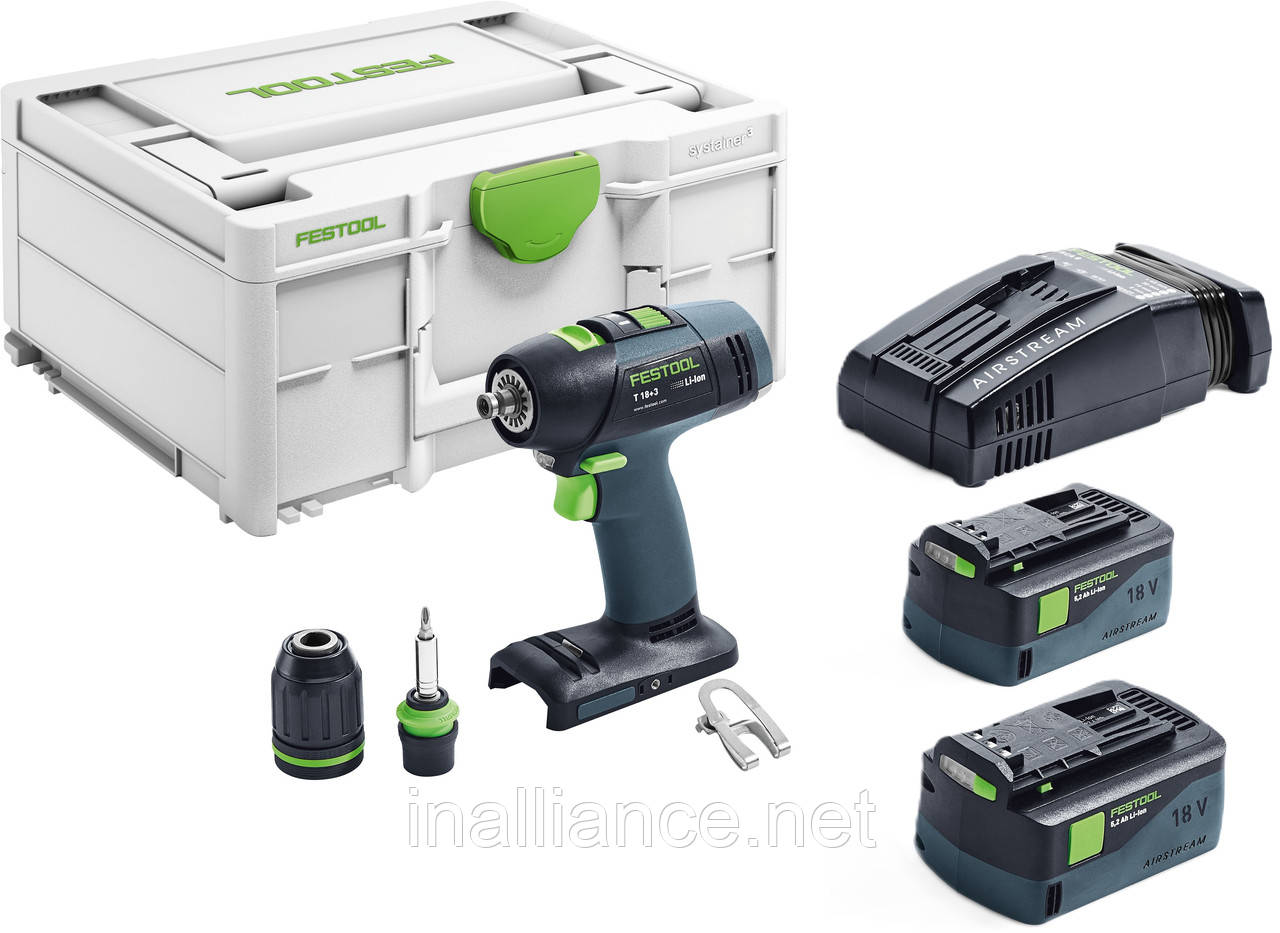 Акумуляторний дриль-шурупокрут T 18+3 Li 5.0 Plus Festool Фестул 574756