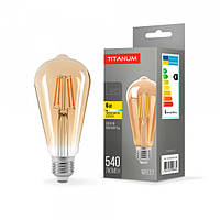 LED лампа филаментная TITANUM Filament ST64 6W E27 2200K бронза TLFST6406272A