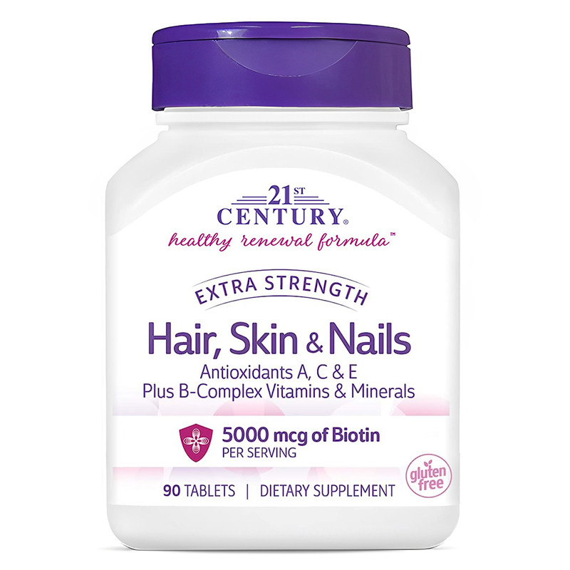 Вітаміни для волосся, шкіри та нігтів 21st Century Hair, Skin & Nails Extra Strength 90 tablets
