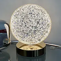 Настольная лампа с кристаллами и бриллиантами Lamp 19 Круглая лампа сенсорным переключателем Riva