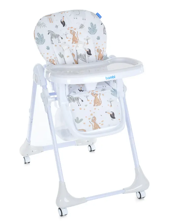 Стільчик для годування Bambi, ремені безпеки, M 3233 Zoo Beige