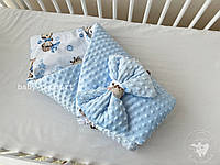 Демисезонный конверт-одеяло Baby Comfort с плюшем Жирафик голубой