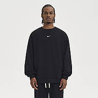 Мужской oversize свитшот Nike однотонный на флисе кофта-толстовка найк размер оверсайз цвет черный