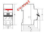 Автоматичний вимикач ABB SH202-B16 (Автомат АББ 2-полюсний 16А), фото 2