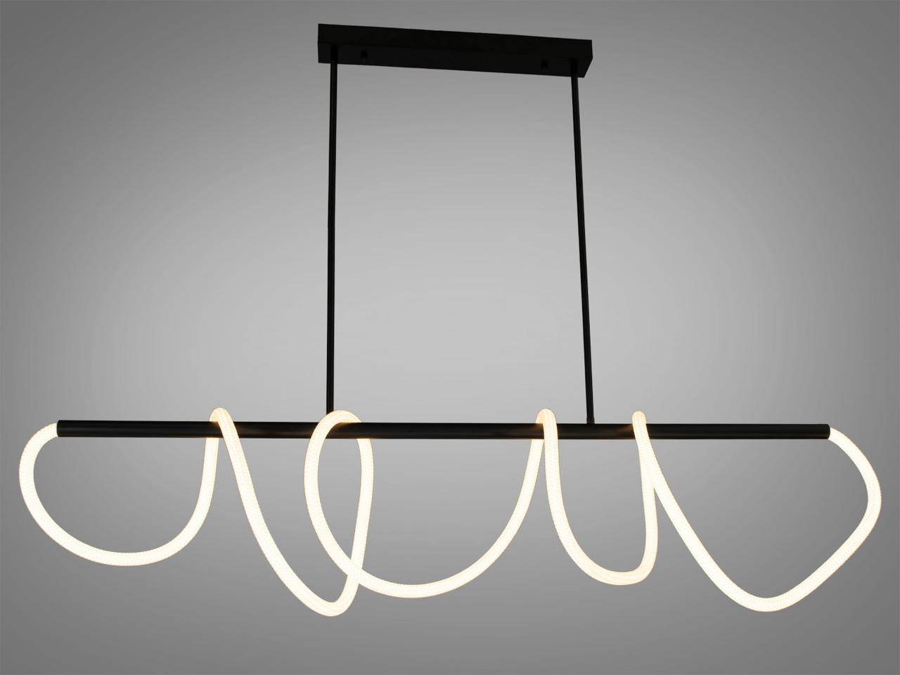 Подовжена світлодіодна люстра Роплайт чорний хром 48W для вітальні 9752-L1500BHR, фото 1