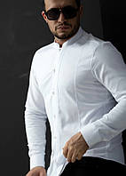 Приталенная мужская рубашка с длинным рукавом белая, Турецкие стильные мужские рубашки топ код0101220502KT-22