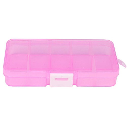 Коробка органайзер кейс для снастей бісеру BTB 125х63х22мм 10 клітинок рожевий