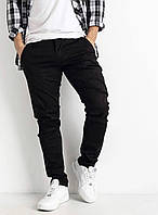Стильные мужские джинсы-брюки качественные демисезонные, черный цвет, 28