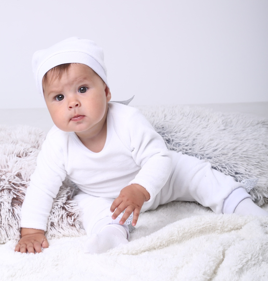 Велюровий комплект для виписки та хрестин 4 предмети "Ангел" 56 р. Brilliant Baby Білий