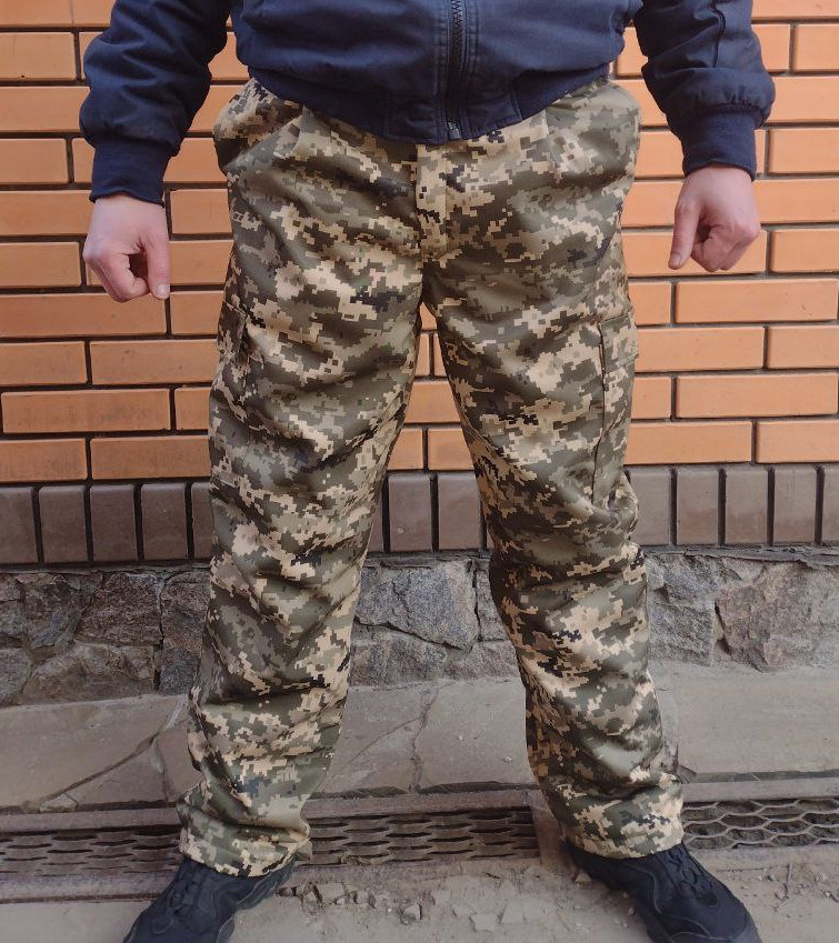 Штани на флісі прямі Світлий піксель,зимові військові штани піксель на флісі, чоловічі зимові штани піксель 52