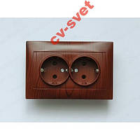 Розетка подвійна із заземленням Сакура вишня LMR1523