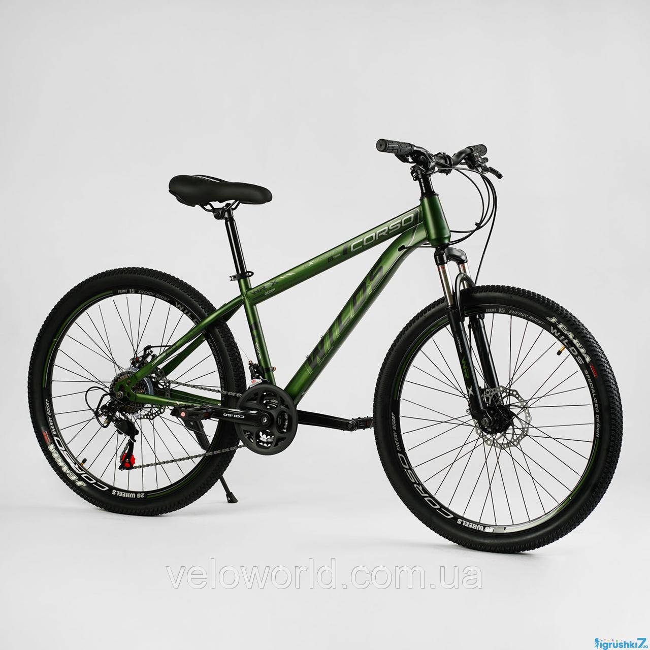 Велосипед Спортивный Corso «WILDS» 26" дюймов рама стальная 15 , переключатели Saiguan, 21 скорость, собран н - фото 2 - id-p2117840614