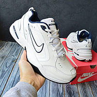 Nike air Monarch білі з синім, шкіра кросівки найк монарх кроссовки