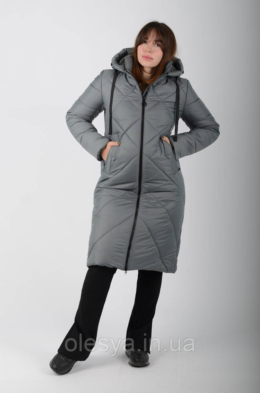 Зручний теплий жіночий пуховик Aziks м-176 оливковий, фото 1