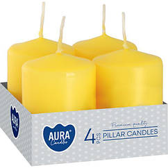 Набір свічок 4 шт. циліндр Bispol AURA Candles Жовті (sw40/60-010)