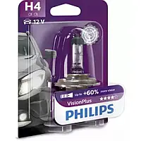 Лампа автомобильная H4 12V 60/50W P43T-38 Vision+60 Philips (12342VPB1)