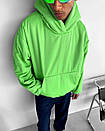 Анорак куртка чоловіча салатова з капюшоном однотонна кишеня кенгуру Light Green, фото 2