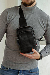 Шкіряний чоловічий слінг-рюкзак у класичному стилі Vibe
