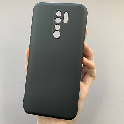 Чохол для Xiaomi Redmi 9 силікон кейс з чохол мікрофіброю на телефон сяомі редмі 9 чорний o3c, фото 1