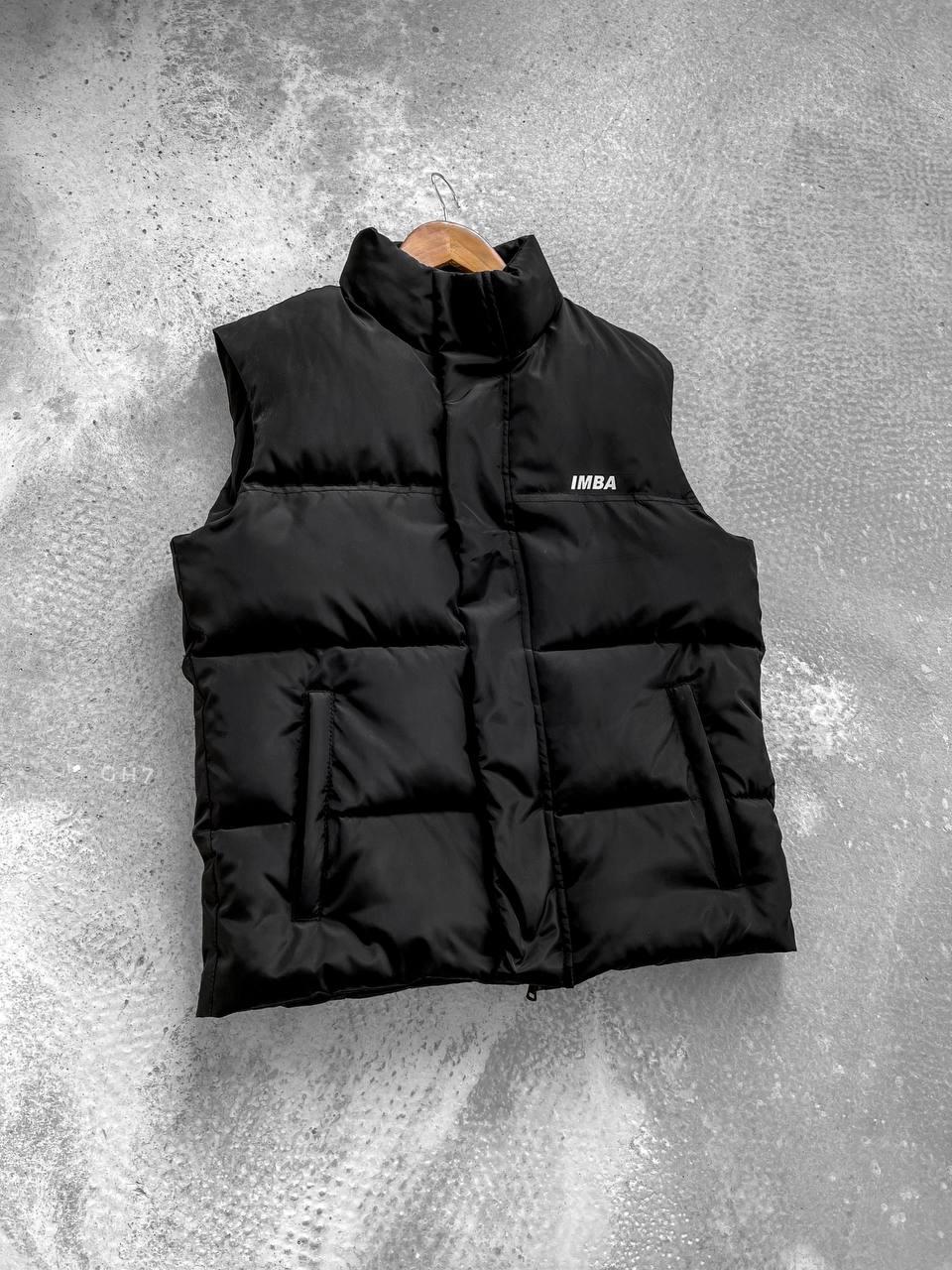 Жилетка безрукавка чоловіча чорна весна-осінь без капюшона водовідштовхуюча плащівка IMBA, фото 1