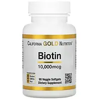 Біотин 10000 мкг( Biotin) California Gold Nutrition 90 вегетаріанських капсул