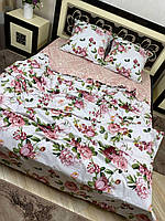 Комплект постельного белья нежно розовый Цветы полуторный